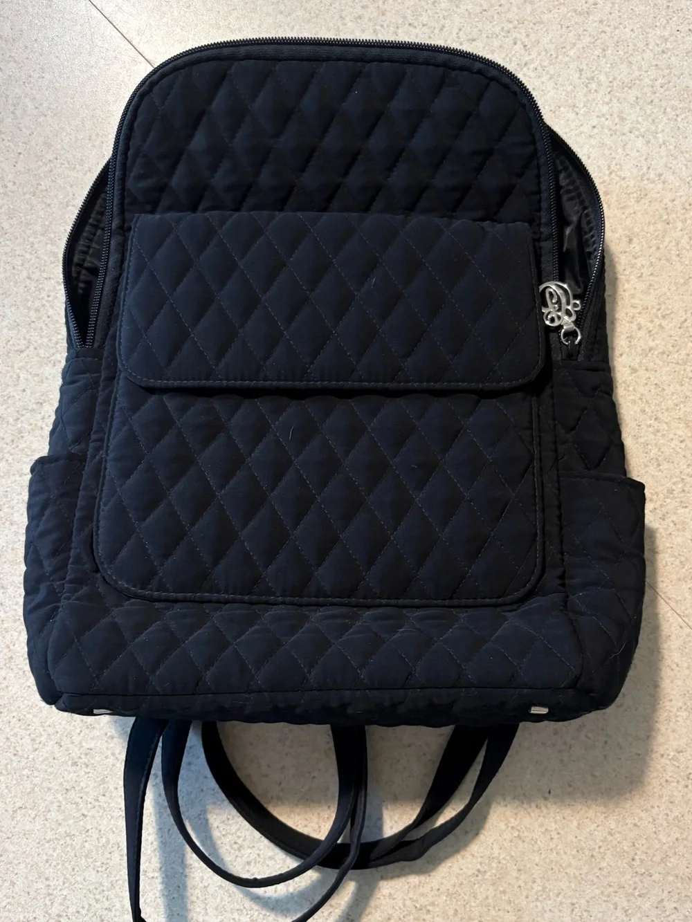 Vera Bradley Black Quilted Logo Interior